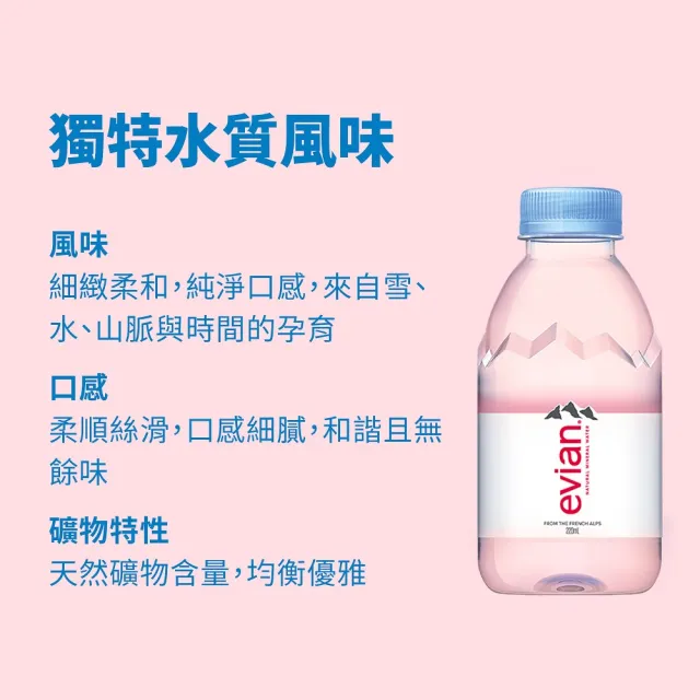 【Evian 依雲】官方直營 日本版 天然礦泉水220mlx24入/箱(寶特瓶)