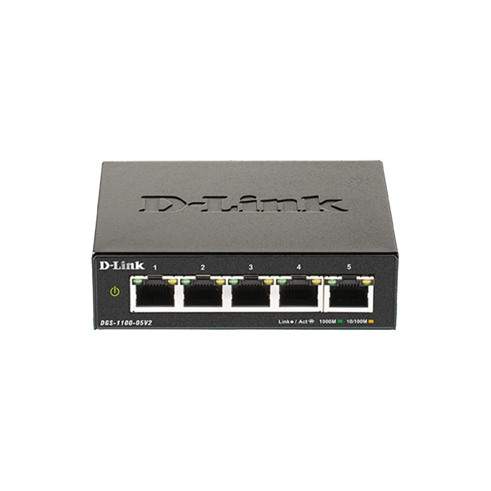 【D-Link】DGS-1100-05V2 5埠 5port 1000M Giga超高速乙太網路桌上型壁掛L2簡易智慧型網管交換器 /金屬外殼
