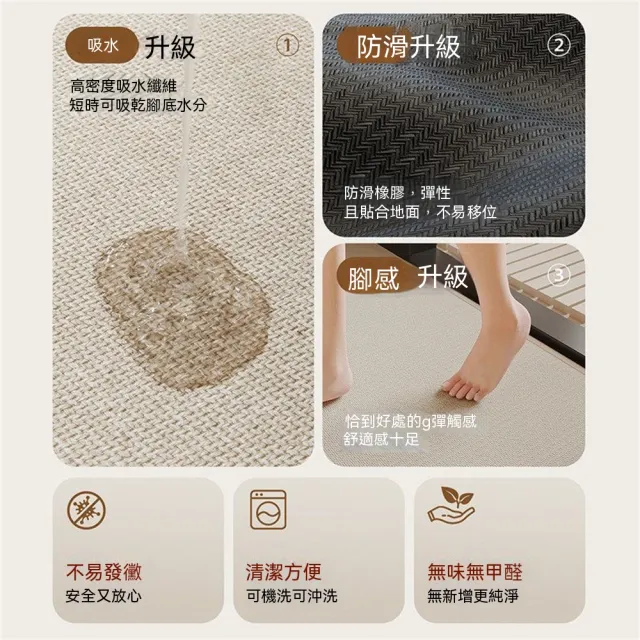 新川-復古編織浴室地墊45*70CM 吸水廁所門口腳踏墊 耐髒防滑地墊 地墊