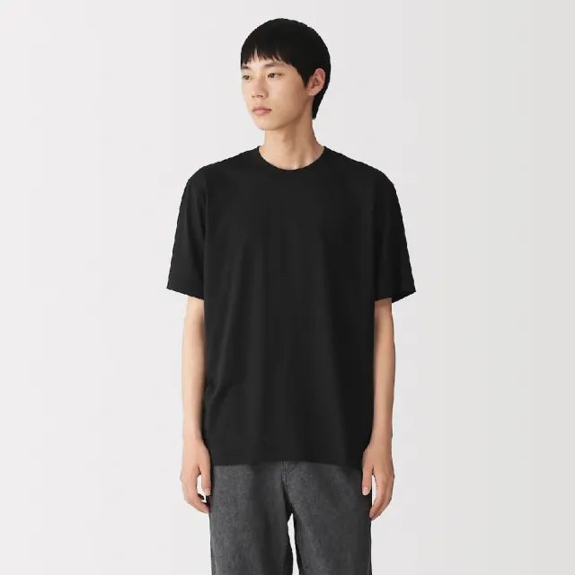 【MUJI 無印良品】男天竺圓領短袖T恤(白色/淺灰/黑色/淺綠/卡其綠/藍色/灰白)