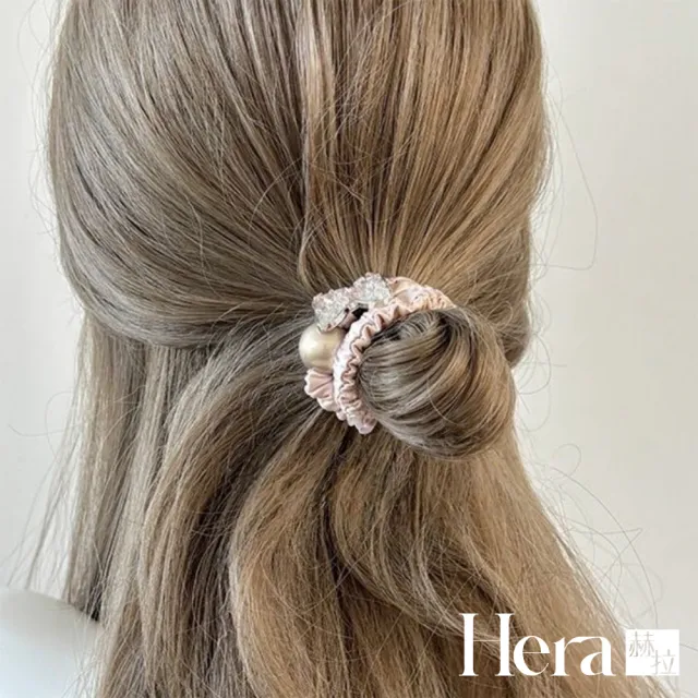【HERA 赫拉】高級感粉紅滿鑽珍珠髮圈兩入組 H115080303(滿鑽 珍珠 髮圈 兩入組)