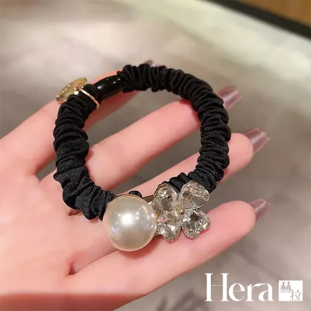 【HERA 赫拉】珍珠閃亮四瓣花高彈性髮圈兩入組 H115080302(珍珠 四瓣花 髮圈 兩入組)