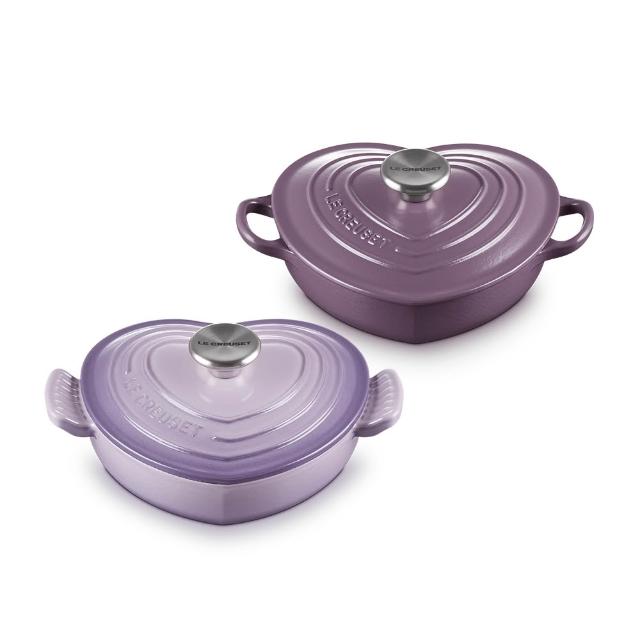 【Le Creuset】琺瑯鑄鐵鍋愛心燉飯鍋20cm(藍鈴紫/水晶紫 2色選1)