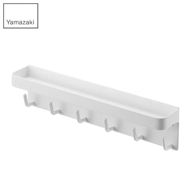 【YAMAZAKI】smart磁吸式鑰匙工具架-白(門後掛勾/門後壁掛架/鑰匙小物掛勾) 