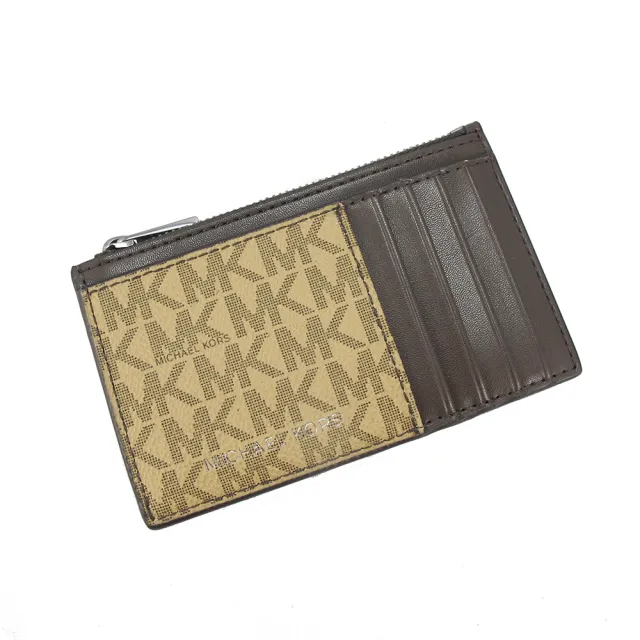 【Michael Kors】新款PVC、皮革卡式拉鍊零錢包36T4LCOZ7B(咖啡)