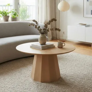 【GREEN HOUSE 綠屋家居】卡加圓形茶几(大)-原木色