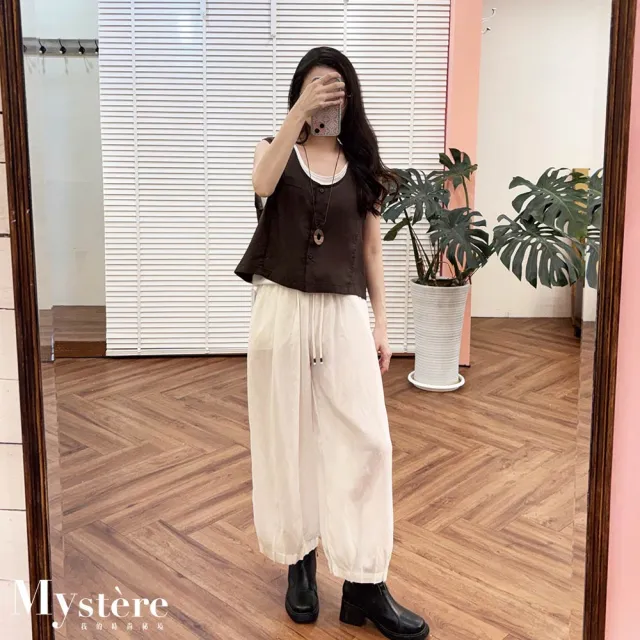 【my stere 我的時尚秘境】棉麻舒適兩件式背心 附掛件 兩色 棉背心 棉麻背心 兩件式背心 休
