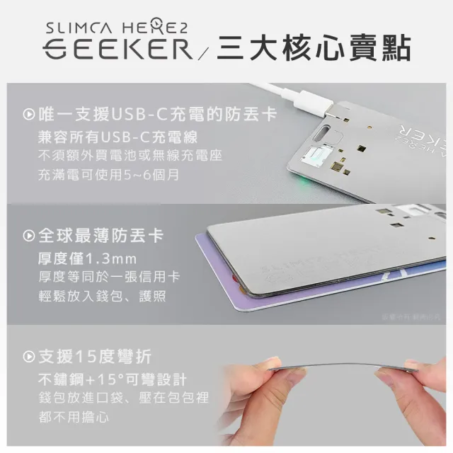 Slimca HERE 2 GEEKER 超薄防丟卡(台灣製)-Android系統/iOS系統