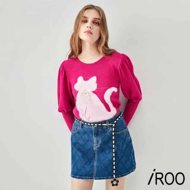 【iROO】精緻花朵真皮穿條腰鍊