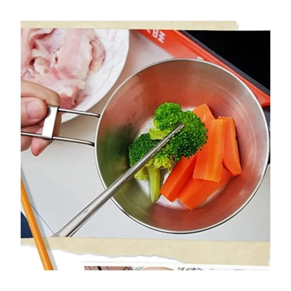 【May Shop】輕便折疊手握不銹鋼露營碗