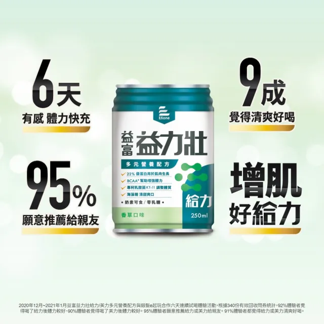 【益富】益力壯給力 多元營養配方-香草口味 250ml*24入*6箱(成人營養品、優蛋白增肌、周華健代言)