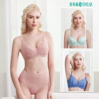 【Swear 思薇爾】3件組幸芙Bra系列B-F罩蕾絲美型包覆無鋼圈模杯女內衣(3款任選)