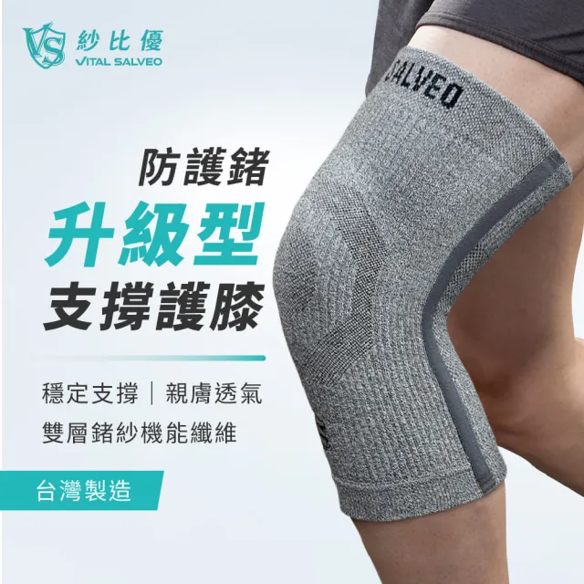 【Vital Salveo 紗比優】5雙組 雙層鍺紗升級護膝 運動護膝 膝蓋護具 護膝套(記憶支條支撐/遠紅外線機能)