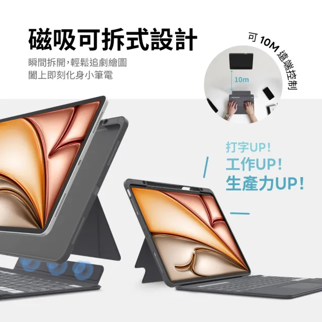 【eiP】iPad周邊超值組★ Magnetix 2 iPad巧控鍵盤+eiP Pencil 2觸控筆(iPad Air 11 M2/M3/M4 Air 4/5)