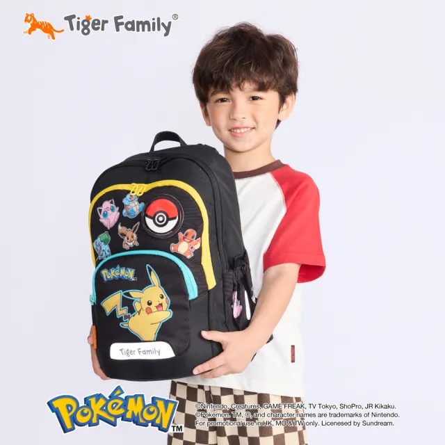 【Tiger Family】MOMO獨家-開學事事開心組-聯名捷樂書包+水壺+2入徽章組 三麗鷗寶可夢