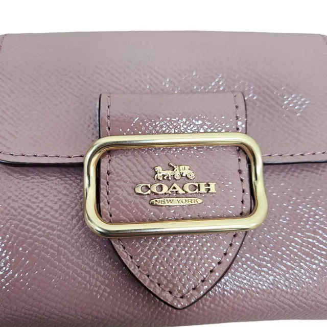 【COACH】Morgan 方形馬車LOGO金屬釦飾零錢袋皮革短夾禮盒組
