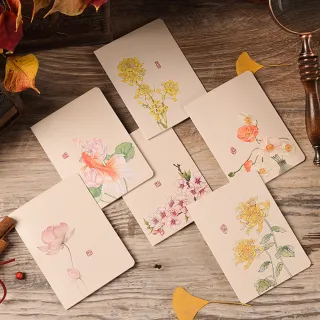 Paper Play 萬用卡片 感謝卡/萬用卡片-水墨中國風復古花卉圖樣卡片 賀卡 感謝卡 祝福卡(6款任選)