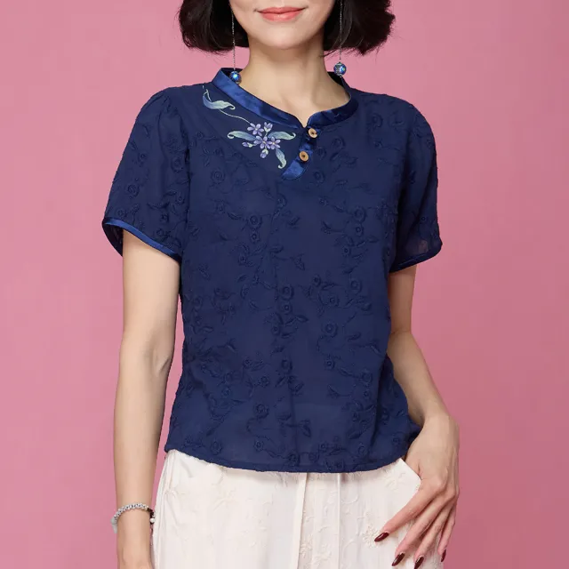 【古典美】63063 手繪刺繡斜襟上衣