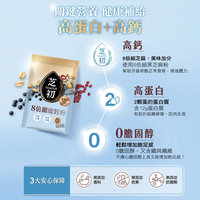 【芝初】8倍細高蛋白纖穀粉-芝麻10穀 兩種口味任選3盒組 (25克/包；10包/盒；共3盒)