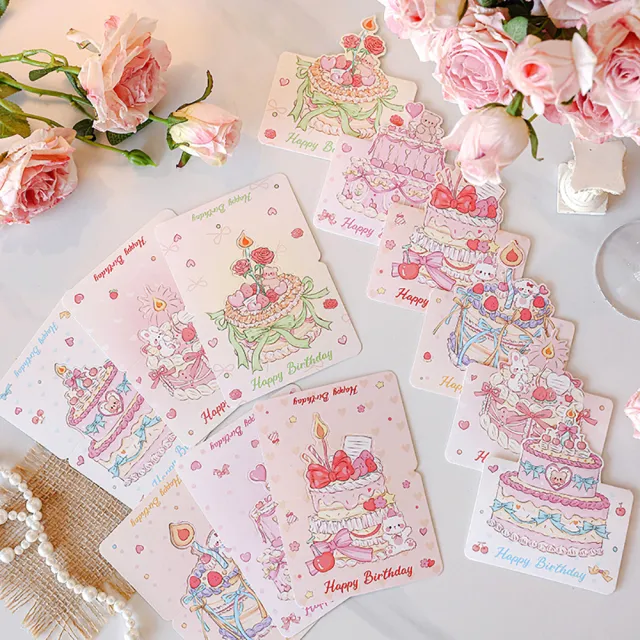 Paper Play 生日卡片 賀卡/生日卡片-可愛卡通彩色奶油蛋糕造型卡片 賀卡 生日卡(6款任選)