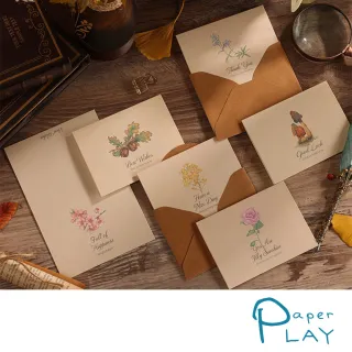 Paper Play 萬用卡片 感謝卡/萬用卡片-復古手繪植物圖樣感謝語卡片 賀卡 感謝卡(6款任選)