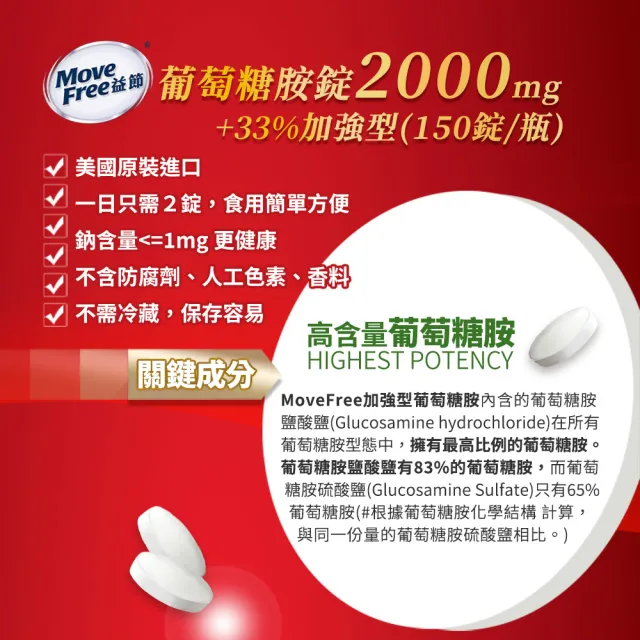 【Move Free 益節】葡萄糖胺錠150錠(葡萄糖胺/葡萄糖胺液/關鍵/保健)