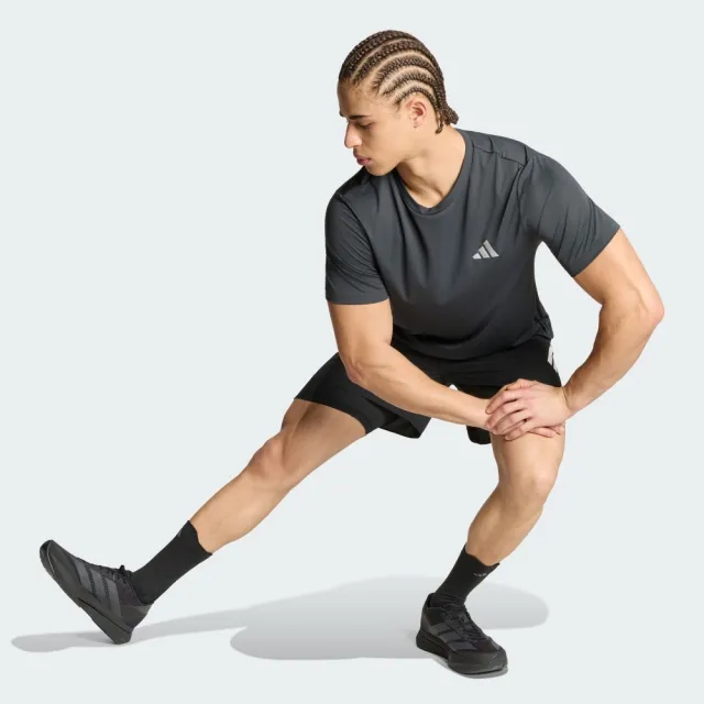 【adidas 愛迪達】短袖上衣 男 涼感 吸濕排汗 亞規 RUN ESS TEE M 炭灰 KG3190(S3409)