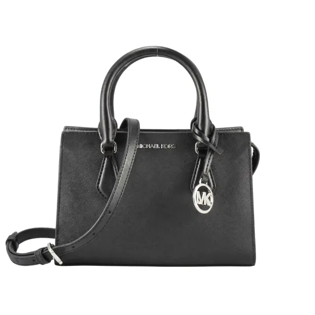 【Michael Kors】SHEILA小型-字母LOGO防刮三層手提/斜背/肩背包35S3S6HS5L(黑銀LOGO)
