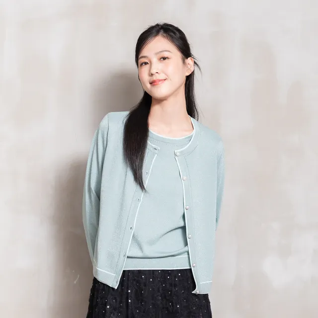 【perng yuh 芃諭名品】晨露微光 亮絲 針織開襟衫(2026 AW Collection|5C秋冬新品上市)