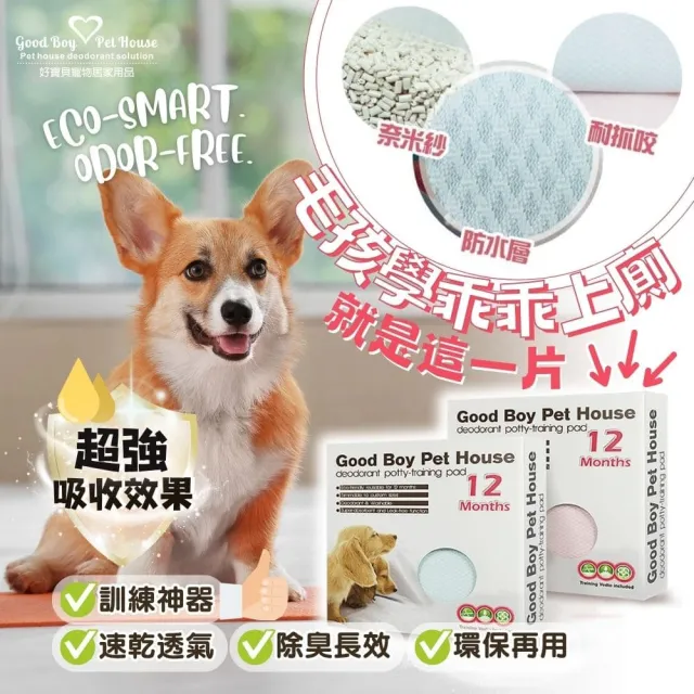 【GBPH 好寶貝】寵物除臭防護尿布墊 M-60x90cm(消臭/防漏/環保/不易回滲/瞬間吸收/定點尿尿)