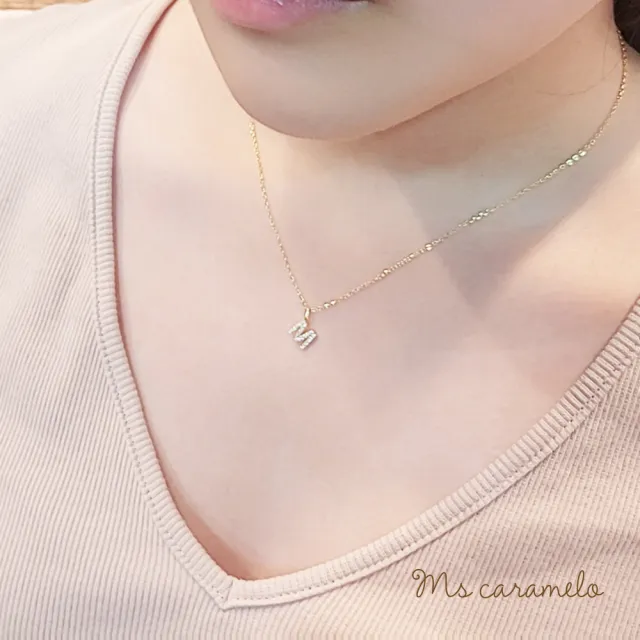 【Ms caramelo 焦糖小姐】925純銀鍍K黃 英文字母M 項鍊(英文字母項鍊)
