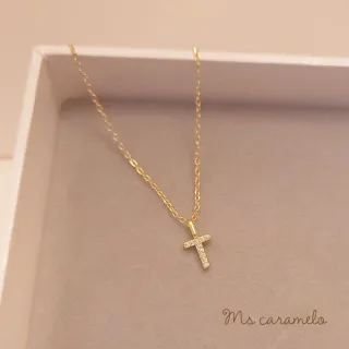 【Ms caramelo 焦糖小姐】925純銀鍍K黃 英文字母T 項鍊(英文字母項鍊)