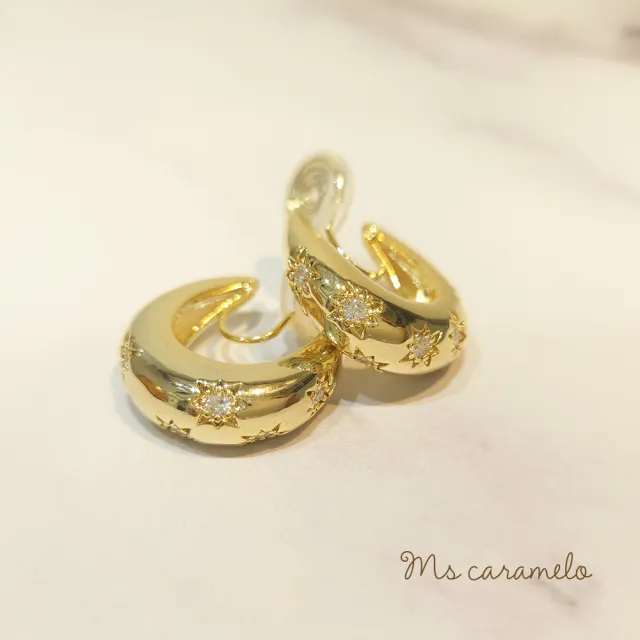 【Ms caramelo 焦糖小姐】夾式耳環(氣質時尚鋯石耳環)