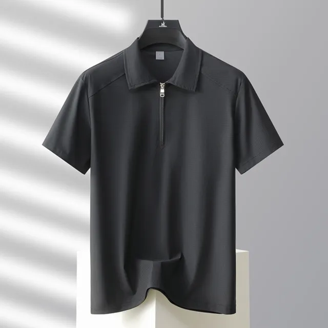 【米蘭精品】現貨出清 男POLO衫短袖上衣T恤高爾夫衫休閒運動夏季冰絲速乾拉鍊翻領(男裝4色t1lg46)