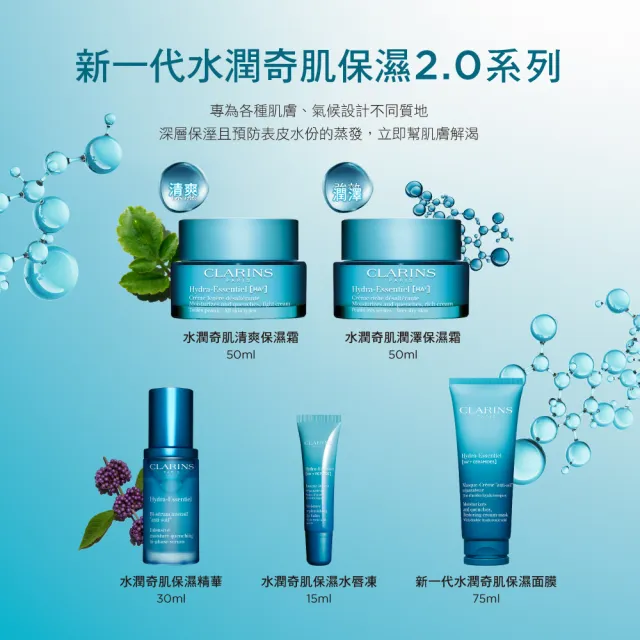 【CLARINS 克蘭詩】新品-水潤奇肌保濕霜50ml(全新水潤奇肌-潤澤/清爽)
