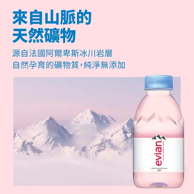 【Evian 依雲】官方直營 日本版 天然礦泉水220mlx24入/箱(寶特瓶)*3
