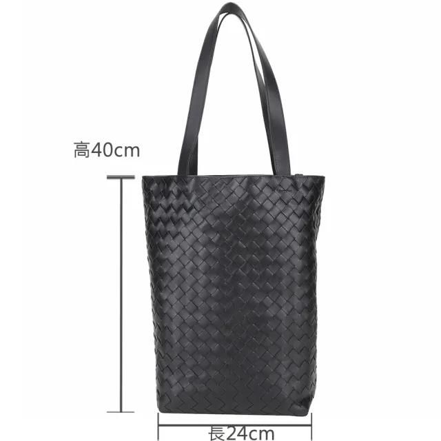 【BOTTEGA VENETA 寶緹嘉】BV Intrecciato 小牛皮編織直立式肩背托特包(附萬用包/黑色)