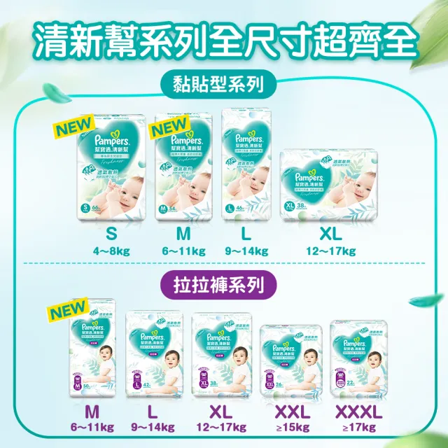 【幫寶適】清新幫 拉拉褲 M-XXXL 嬰兒褲型紙尿褲/尿布 3箱(超吸超軟超薄)