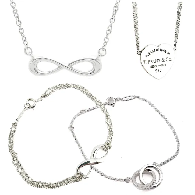 【Tiffany&Co. 蒂芙尼】925純銀鑲鑽寶石項鍊手鍊-比出國退稅還便宜(多款任選)