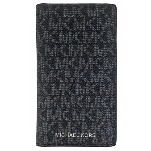 【Michael Kors】Jet Set MK花紋防水帆布卡片夾(黑)