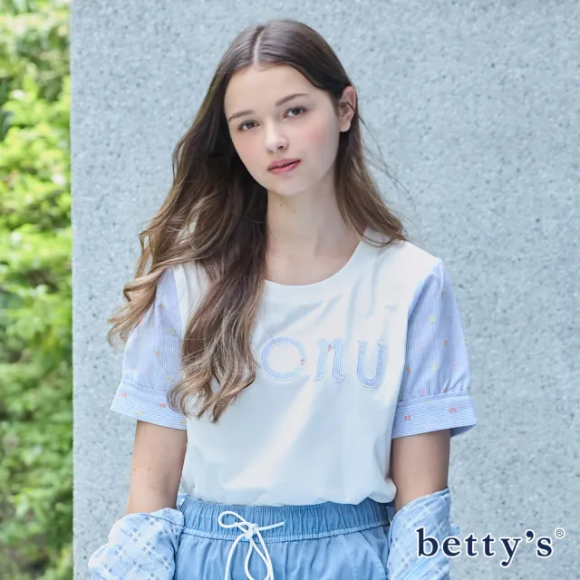 【betty’s 貝蒂思】典雅點點拼布公主袖上衣(共二色)