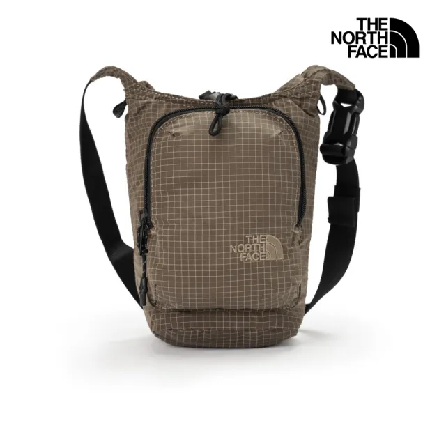【The North Face】北面男女款褐色DWR防潑水抽繩開口斜背包｜8JCD2H9
