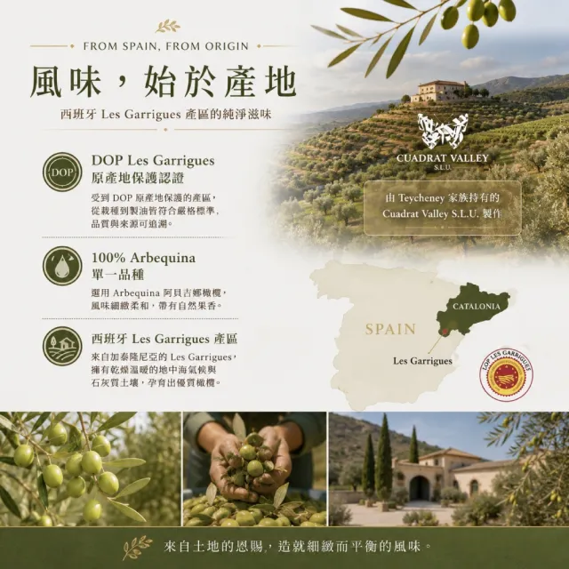 【CUADRAT VALLEY】FONTFLEURIE 西班牙特級冷壓初榨橄欖油 500ml|生飲 沙拉 煎炒 烘焙適用雙11