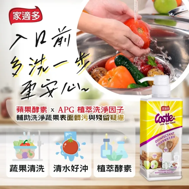 【CASTLE 家適多】奶瓶蔬果餐具洗潔液500ml(奶瓶奶嘴/餐具清潔/清洗蔬果/中性配方/溫和洗劑/不殘留)