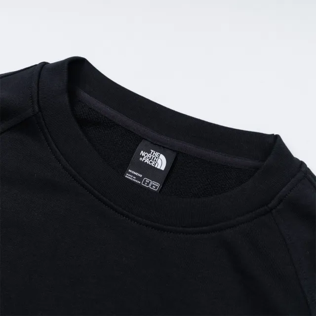 【The North Face】北臉 長袖上衣 女 大學T 短版 黑 NF0A8KDSJK3