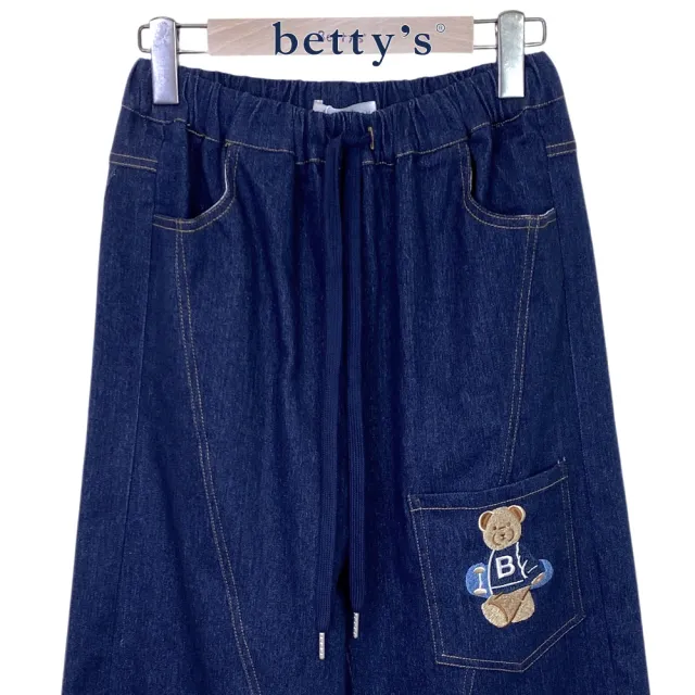 【betty’s 貝蒂思】滑板熊刺繡彎刀牛仔褲(共二色)