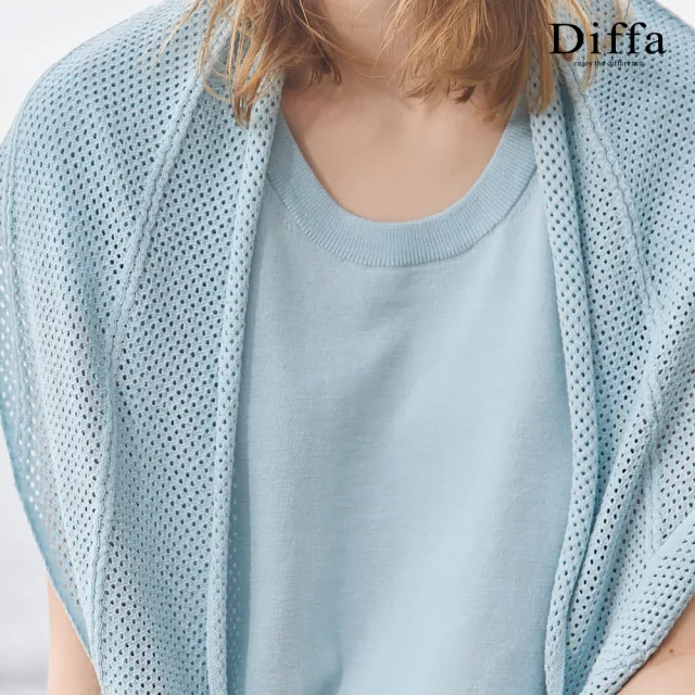 【Diffa】連袖挑洞披肩線衫-女