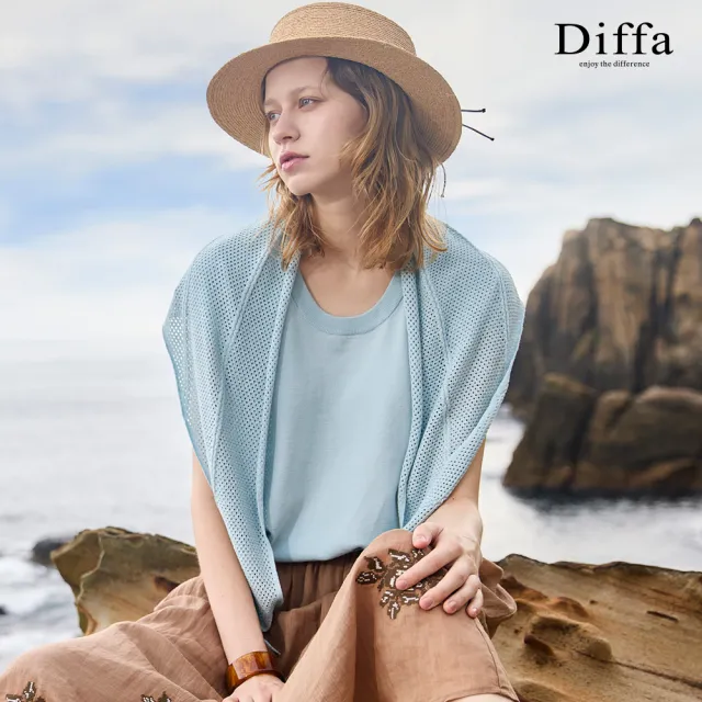 【Diffa】連袖挑洞披肩線衫-女