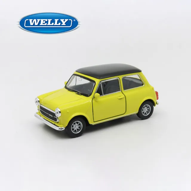 【WELLY】4.75吋 MINI Cooper 1300 經典復古掀背車模型 43609CW(黃色)