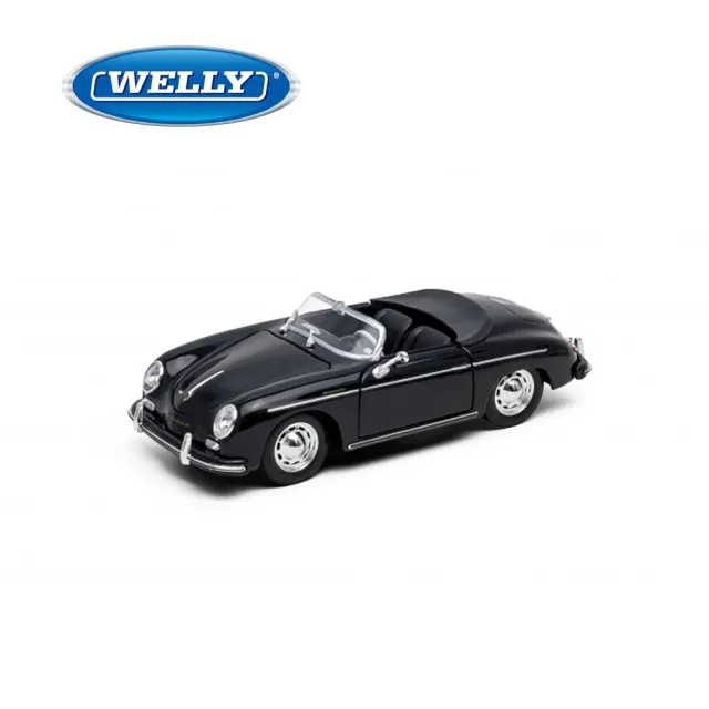 【WELLY】1:24 保時捷 Porsche 356A Speedster 敞篷跑車模型 24106C-W(黑色)